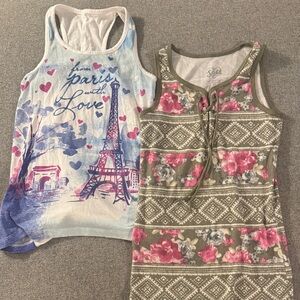 5/$15- Girls' Sleeveless Paris Love & Floral Tops Set